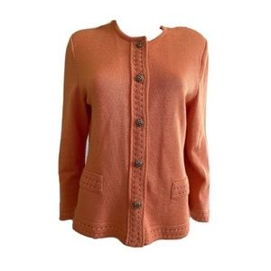 American Collection Women's Cardigan Sweater Orange Buttons Long Sleeves Size M